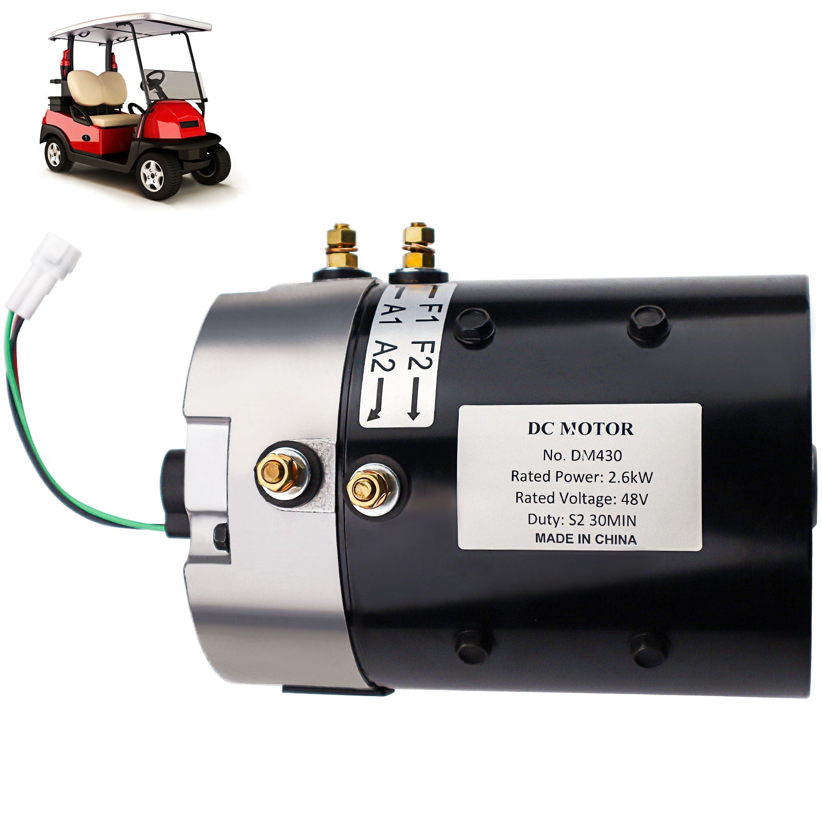 DM430 Golf Cart Motor,48V 2.6 KW Electric DC Motor,Replacement for Yamaha Hitachi Golf Carts G29 Motor,DM430