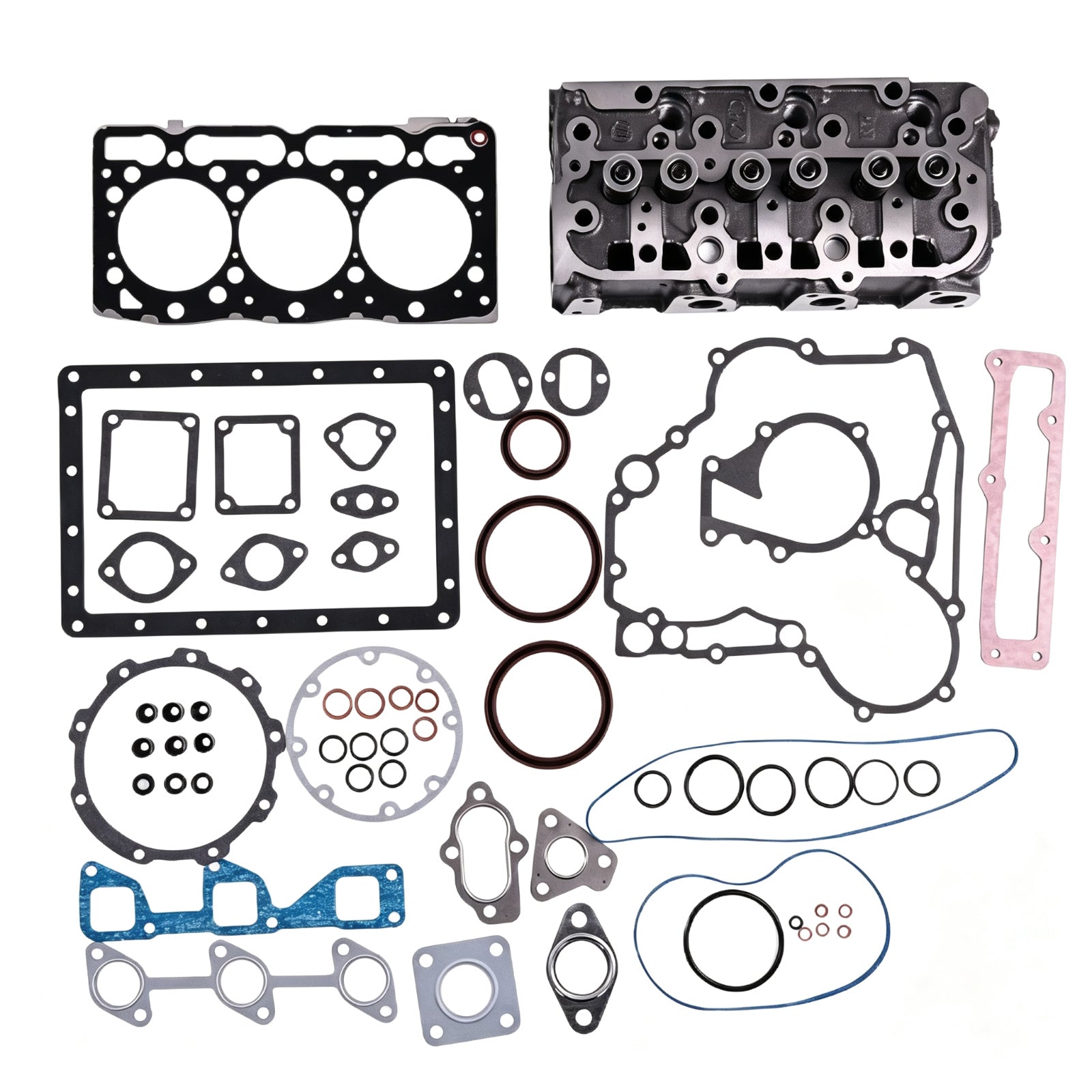 Complete Cylinder Head with Full Gasket Kit for Kubota Engine D1105 Tractor B2100D B2400HSE B2620HSD B7500D